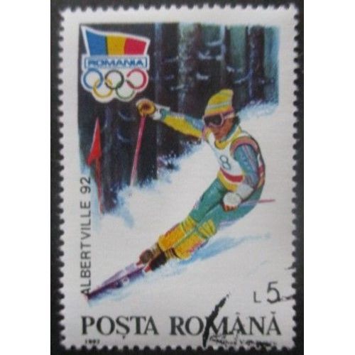 Roumanie N°3085b Jeux Olympiques D'albertville 1992 Oblitéré