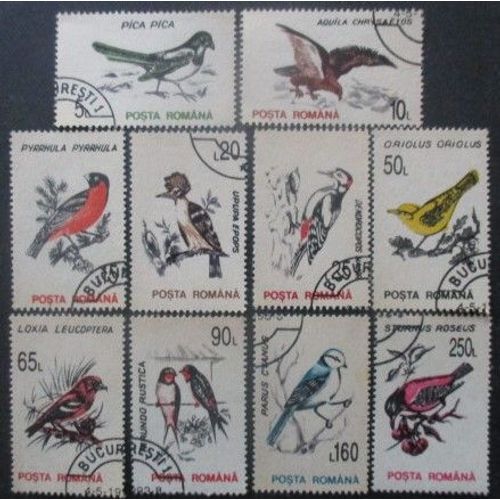 Roumanie Série N°4065 Au 4074 Oiseaux Oblitérés