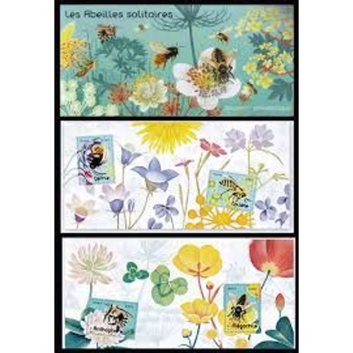 Série Nature (30) Abeilles Solitaires Blocs Souvenir 125 Et 125a Année 2016 N° 5051 5052 5053 5054 Yvert Et Tellier Luxe