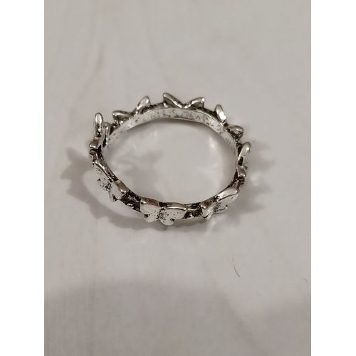Bague Métal Argenté,Farandole De Papillons,Taille 19.6