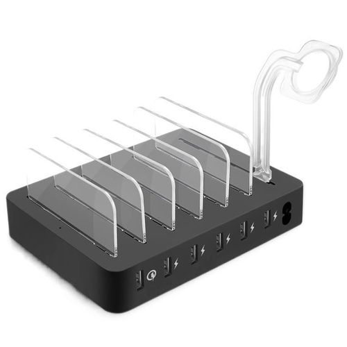 Chargeur Usb Intelligent En Gros 6 Portes Qc3.0 Pour Téléphone Montre Bracelet Chargeur Multifonctionnel Noir