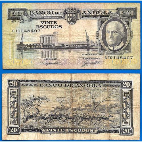 Angola 20 Escudos 1962 Port Afrique Animal Billet