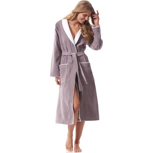 Peignoir Femme 100% Coton Éponge Velours Lux Long