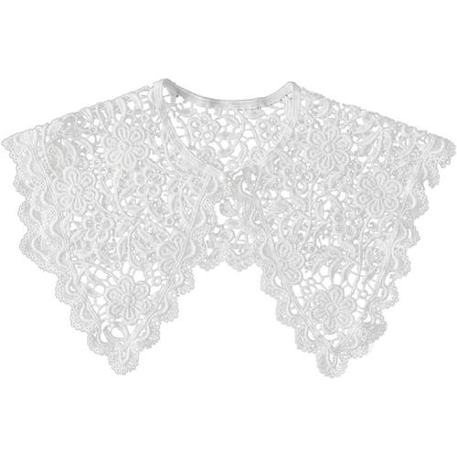 Foulard Pour Femme-Dentelle Florale-Faux Col Pour Femme-Débardeur (Blanc)