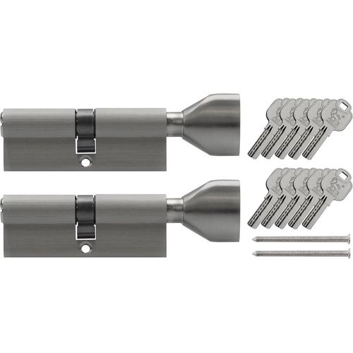 KSN 2 cylindres à bouton 80 mm 40/40 À fermeture identique 10 clés(Q197)