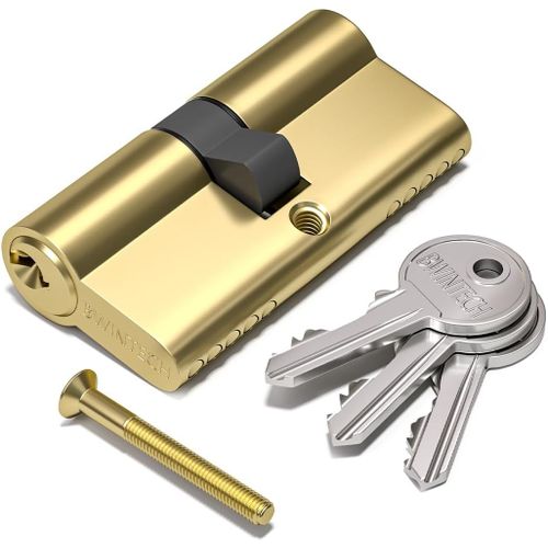 Serrure à cylindre européen en laiton poli de 100 mm(40/60),serrure à barillet de porte,clé/clé avec 3 clés standard,anti-crochetage,anti-choc,anti-perçage,portes en bois,composites(Q528)