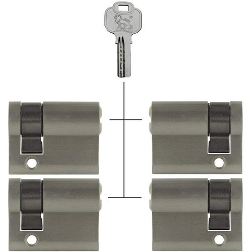 Lot de 4 demi-cylindres Europrofil 40 mm 30/10,fermeture identique,avec 20 clés(Q371)