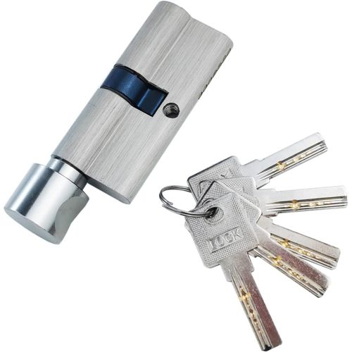 Cylindre Européen,Cylindre Serrure Laiton 40/40(80mm),Anti-Casse,avec 5 Clés,Cylindres à Boutons,pour les Portes en Bois(Q1299)