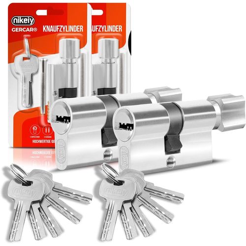 Serrure à cylindre profilé serrure à cylindre à cylindre 40/40 serrure à cylindre à bouton incl. 10 clés Lot de 2 clés identiques Longueur : 80 mm,A : 40 B : 40 Lot de 2.(Q208)