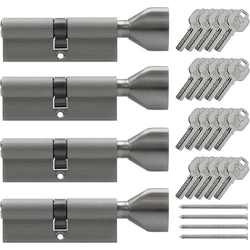 Lot de 4 Serrures Cylindres à bouton KSN 80 mm 40/40 à fermeture identique avec 20 clés(Q271)