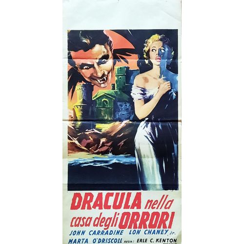 Dracula Nella La Casa Degli Orrori (La Maison De Dracula) - Véritable Affiche De Cinéma Pliée - Format 32,5x68,5 Cm - De Erle C. Kenton Avec John Carradine, Lon Chaney, Martha O'driscoll - 1945