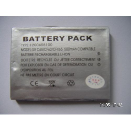Siemens Eba 670 - Batterie De Téléphone - Li-Ion - 600 Mah - Pour Siemens Ax75, C65, C70, Cf62, Cf62t, Cf75, Cfx65, Ct65, Cv65