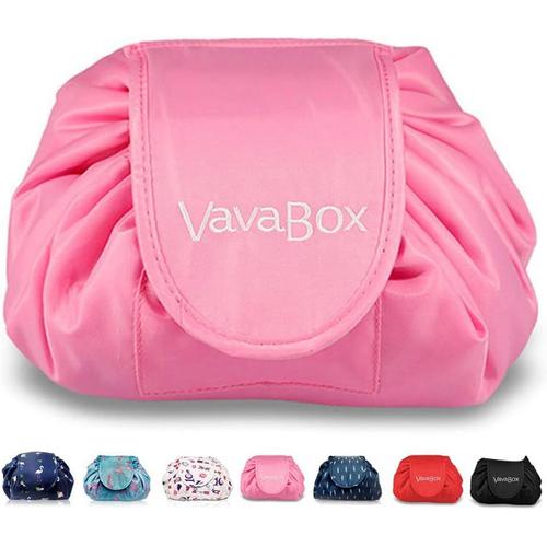 Sac de Maquillage Paresseux avec Cordon de Serrage Portable Grand Sac de Voyage cosmétique Pochette de Voyage Organisateur de Rangement de Maquillage pour Femme Fille (Cute Pink).[O560]