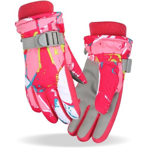 Gants Ski Enfant D'hiver - Polaire Thermique Gant Chauffant Pour Garçon Fille, Antidérapantes Coupe-Vent Imperméables Gants Neige Enfant Pour Les Âges 4-13.[G372]