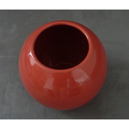 Vase rond corail marron. Ceramique. 15 cm
