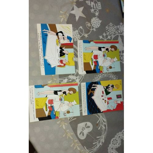 Lot De 4 Cartes Postales Anciennes Et Différentes - René Caille - Le Restaurant - Humour - Non Utilisées