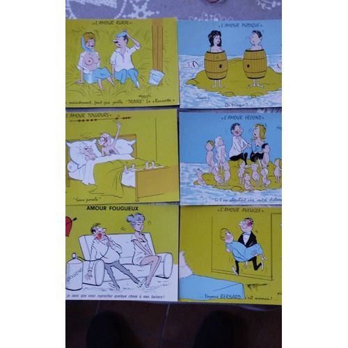 6 Cartes Postales Anciennes Et Différentes - Humour Et Amour - Rural, Pudique, Aveugle, Toujours, Fécond Fougueux - Non Utilisées
