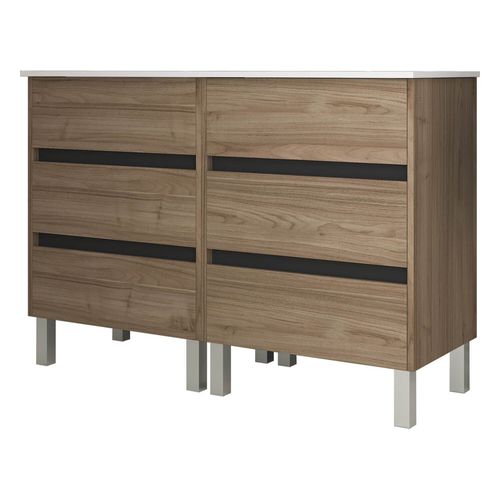 Meuble De Salle De Bain 120cm Stay Three Edge Bois Clair - Vasque En Céramique