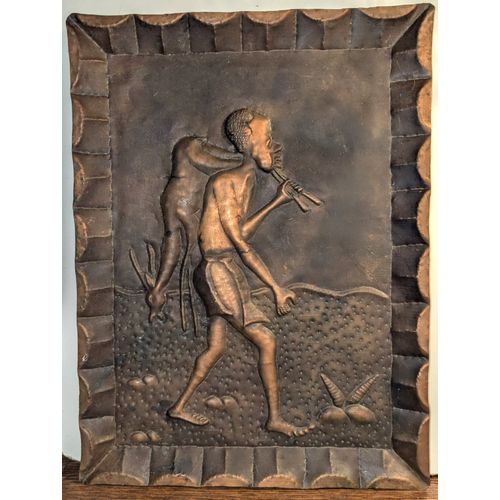 Plaque En Cuivre - Chasse En Afrique