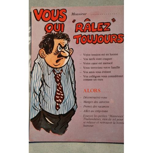 Monsieur... Vous Qui Ralez Toujours - Une Carte Postale Ancienne, Non Écrite - Humour -