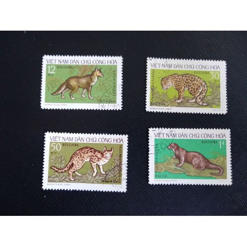 Timbre Vietnam Du Nord Yt 786 A 789 Série: Animaux Sauvages 1973 ( 060109 )