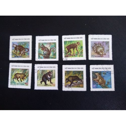 Timbre Vietnam Du Nord Yt 892 A 899 Série : Animaux Sauvages 1976 ( 060109 )