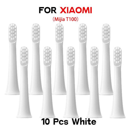 Têtes de brosse à dents électrique pour Xiaomi T100,20/50/100 pièces,sonique,poils DuPont souples,buses - 10Pcs White