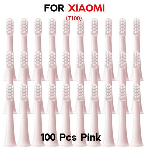 Têtes de brosse à dents électrique pour Xiaomi T100,20/50/100 pièces,sonique,poils DuPont souples,buses - 100Pcs Pink