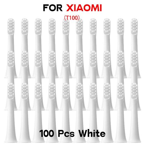 Têtes de brosse à dents électrique pour Xiaomi T100,20/50/100 pièces,sonique,poils DuPont souples,buses - 100Pcs White
