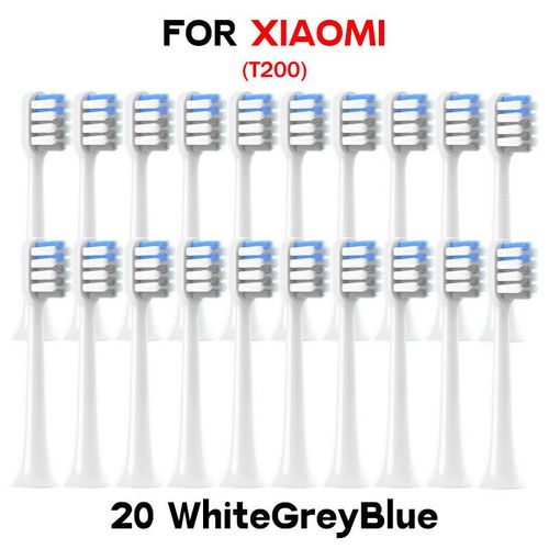 Tête de Brosses à Dents Électriques pour XIAOMI MIJIA T200,Buses à Poils DuPont Souples,20/100 Pièces- 20whitegrayblue