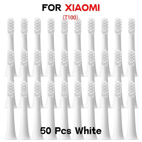 Têtes de brosse à dents électrique pour Xiaomi T100,20/50/100 pièces,sonique,poils DuPont souples,buses - 50Pcs White