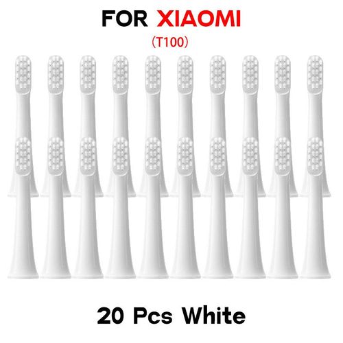Têtes de brosse à dents électrique pour Xiaomi T100,20/50/100 pièces,sonique,poils DuPont souples,buses - 20Pcs White