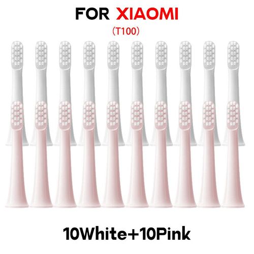 Têtes de brosse à dents électrique pour Xiaomi T100,20/50/100 pièces,sonique,poils DuPont souples,buses - 10Pink 10White