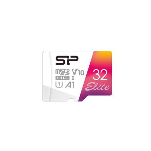SILICON POWER Elite - Carte mémoire flash (adaptateur microSDHC - SD inclus(e)) - 32 Go - A1 / Video Class V10 / UHS-I U1 / Class10 - microSDHC UHS-I