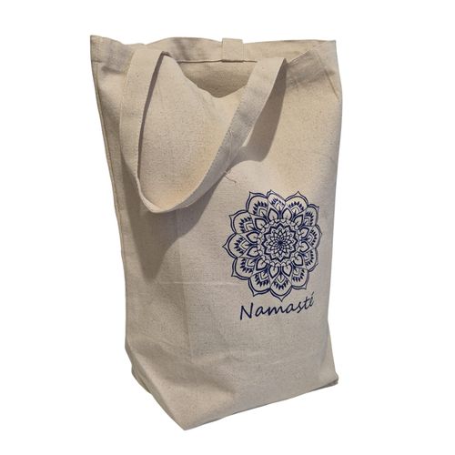 TOTE BAG " Namasté" 42x35x15 cms , anse 46 cms ,100% coton indien
