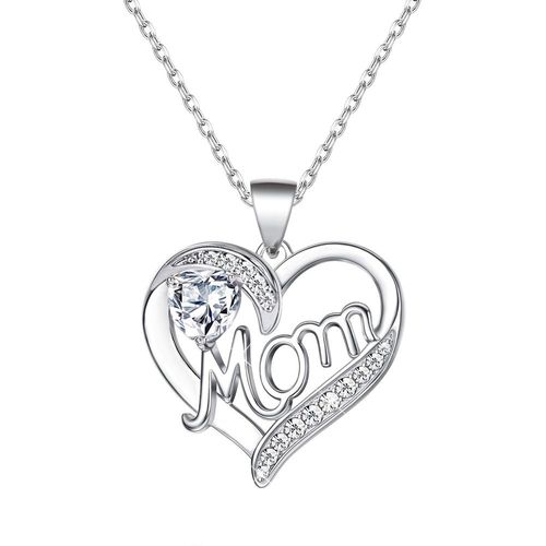 Collier Avec Pendentif En Forme De Coeur Pour La Fête Des Mères Argent
