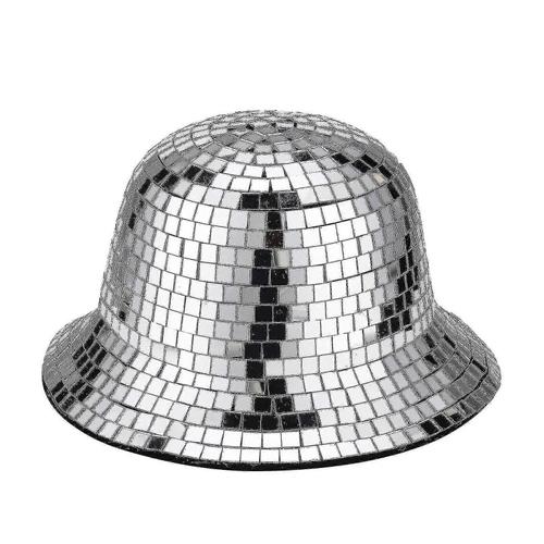 Chapeau De Boule Disco Blanc Sequin Hat Disco Ball Festival Visière Disco Party Hat Decoration(Kui)