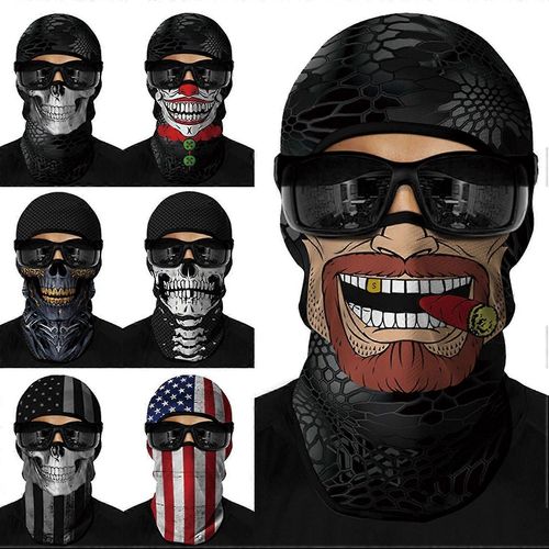 Tactical Skull Ghost Imprimé Full Face Mask Balaclava Halloween Ski Moto, 100% Nouveau