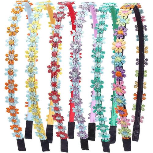 6pcs Multicolor Kids Girl Floral Headband Daisy Flowers Headbands For Festival Wedding Party