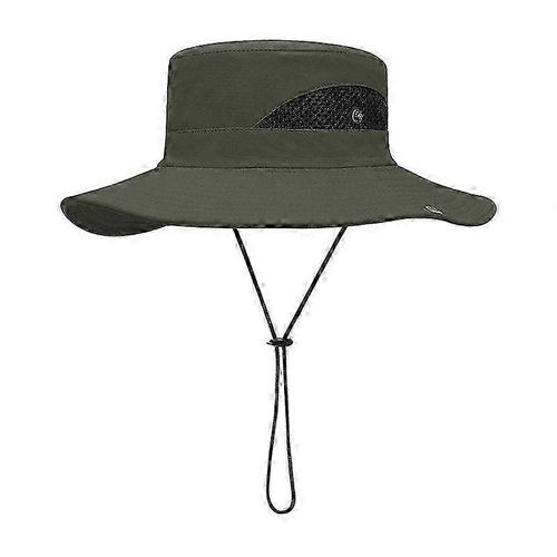 Chapeau De Soleil D'été À Large Bord Pour Hommes Protection Uv Crème Solaire Chapeau Pliant (Vert Militaire)