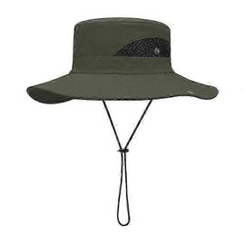 Chapeau De Soleil D'été À Large Bord Pour Hommes Protection Uv Crème Solaire Chapeau Pliant (Vert Militaire)