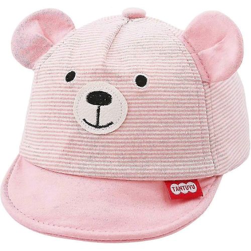 Casquette De Baseball Mignon Bébé Ours Rayé Chapeau De Soleil Coton Bébé Chapeau Souple (Rose)