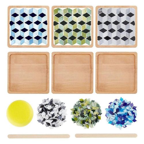 Losange Mosaïque Tuiles Sous-Verre Kit Bricolage Mosaïque Bambou Sous-Verres Kits Mosaïques Sous-Verres Kit De Fabrication, Pour Adultes Décor Fait À La Main