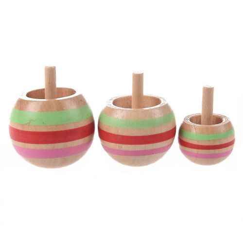 3pcs Bois Coloré Spinning Top Enfants Toy 3 Tailles Pour Les Enfants De Plus De 3 Ans