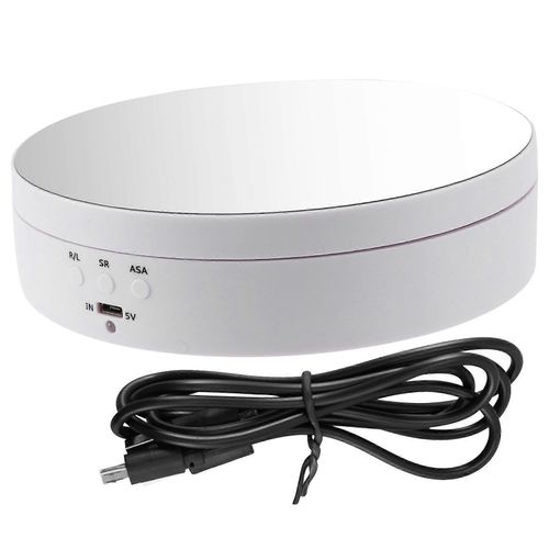 Présentoir de plateau tournant rotatif rond à 360 degrés Accessoires de photographie Support de fond photo de studio Nouveau (blanc)