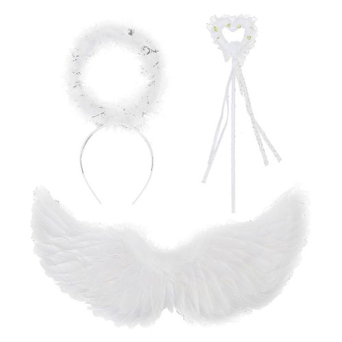 1 Ensemble Angel Feather Wings Costume - Halloween Et Cosplay Feather Wings Halo Pour Adultes Et Kidsparty Fournitures Décorer