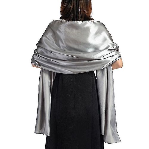 170x45cm Femmes Satin Foulard Soyeux Enveloppements Paillettes Couleur Solide Mariage Party Robe De Soirée Châle Cape Vintage Beach