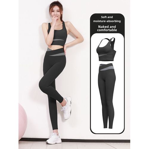 Ensemble De Fitness Antichoc Pour Femmes Aggregate Clothing Coupe-Vent Et Soulager Entraînement De Course Yoga Sensation Nu Vêtements Sportifs Noir Étoilé S