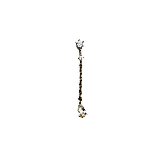 Etrem-Piercing Oreille Style Diamant Poire Plaqué Argent Sterling 925 Zirconium