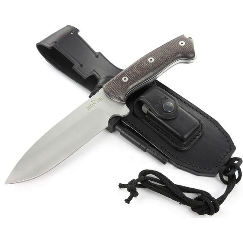 Couteau De Survie Full Tang Pour Bushcraft Camping Randonnée Chasse Outdoor, Lame Fixe 14,5 Cm Inox Mova-58, Gaine Avec Allume-Feu, Fabriqué En Espagne
